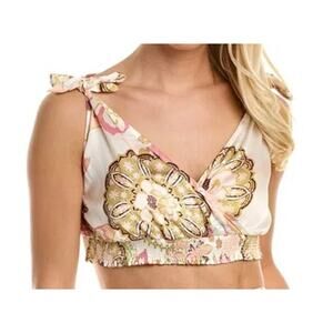 NWT Area Stars Jaime Top in Neutral Colors Cropped Sleeveless V-neck Top Size S